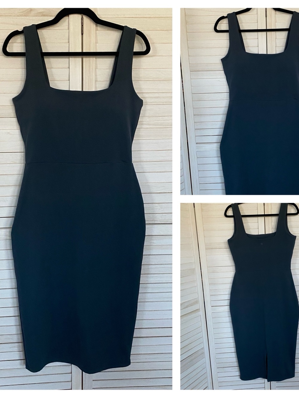 BYLT Balm Square-Neck Activewear Sleeveless Midi Dress SZ M Fitted Casual